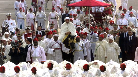 Moroccan King Mohammed VI rides a horse during ceremonies marking his first year on the throne, 31 July 2000 at the Royal palace in Rabat. The popular 36-year-old king took steps to improve the country's often criticized human rights record, by releasing 30 July some 900 prisoners. (Photo by ABDELHAK SENNA / AFP)