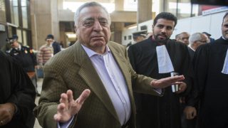 Mohamed Ziane, the lawyer of Moroccan newspaper publisher and journalist Taoufiq Bouachrine, arrives at the courthouse on April 5, 2018, in Casablanca. (Photo by FADEL SENNA / AFP)