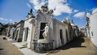 Buenos Aires, Argentina - September 23, 2016: View of the tomb of Rufina Cambaceres (center) at the La Recoleta Cemetery in Capital Federal.