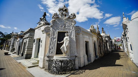 Buenos Aires, Argentina - September 23, 2016: View of the tomb of Rufina Cambaceres (center) at the La Recoleta Cemetery in Capital Federal.
